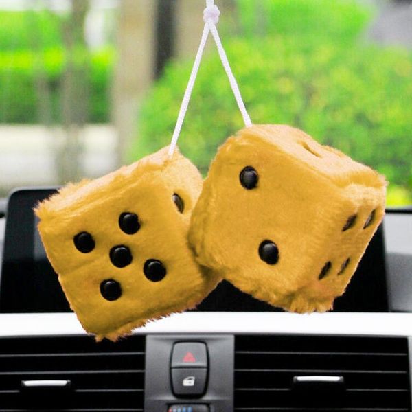 

interior decorations craps car pendant ornaments gifts hanging charms rear view mirror adornment cute plush dice suspension accessories