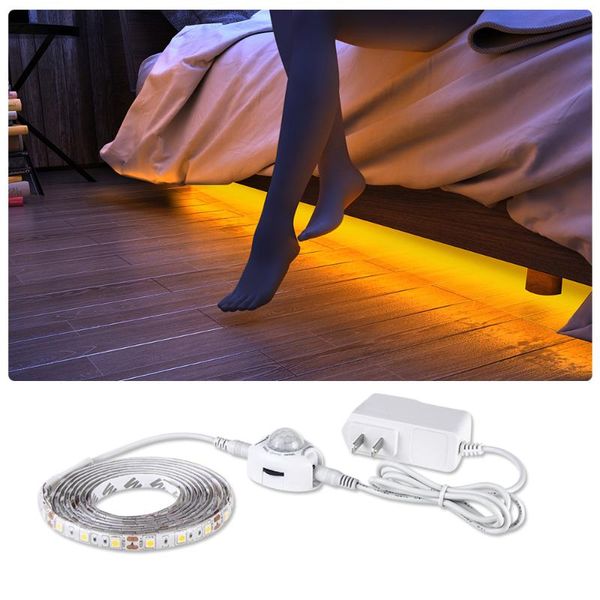 

1m 2m 3m 4m 5m dc 12v led strip light with pir motion sensor smd 2835 60 leds/m smart off/on night strips