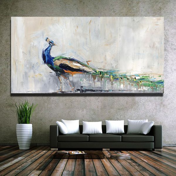 Moderne Dekoration Malerei Abstrakte Wand Kunst Bunte Vogel Pfau Ölgemälde Leinwand Drucke Poster Für Wohnzimmer Kein Rahmen