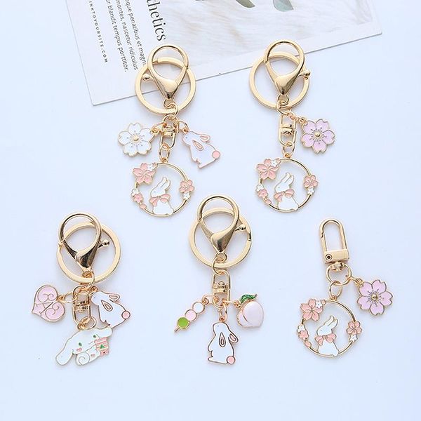 

jewelry pouches, bags cartoon sakura keychain cat pendant backpack keyring friend charms car couple gift, Pink;blue