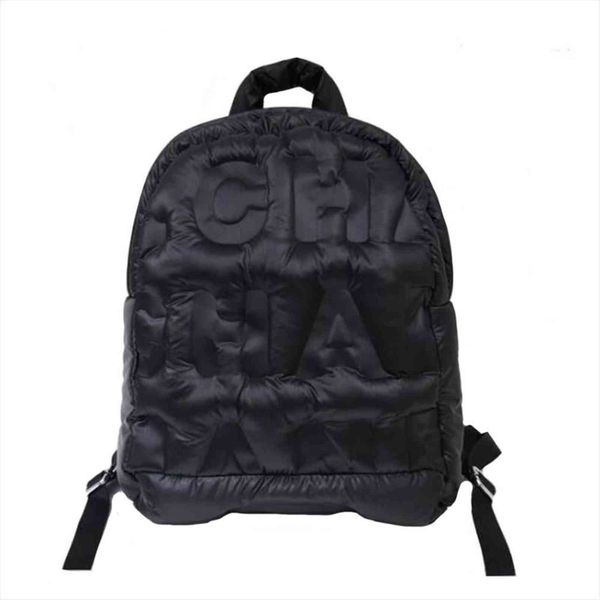 

women casual backpacks down letter printing backpack autumn winter style korean fashion space cotton solid color school bag
