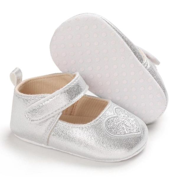 

cute baby girls heart-shaped anti-slip princess toddler soft soled first walkers 0-18m