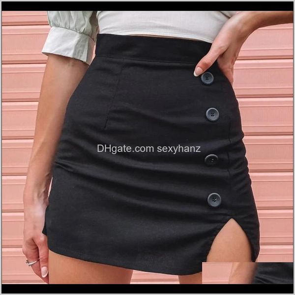 Röcke Damenbekleidung Bekleidung Drop Lieferung 2021 Frühling Sexy Split Minirock Mode Hohe Taille Tasche Hüfte Satin Bequeme Kurze Frauen Enge