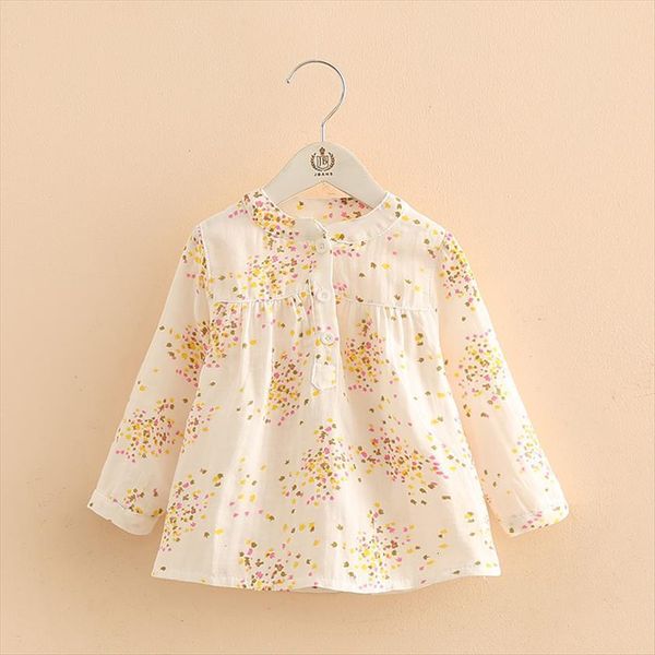 

girls spring autumn casual 2 12 years cotton mandarin collar long sleeve full flower print kids girl blouses shirts, White;black