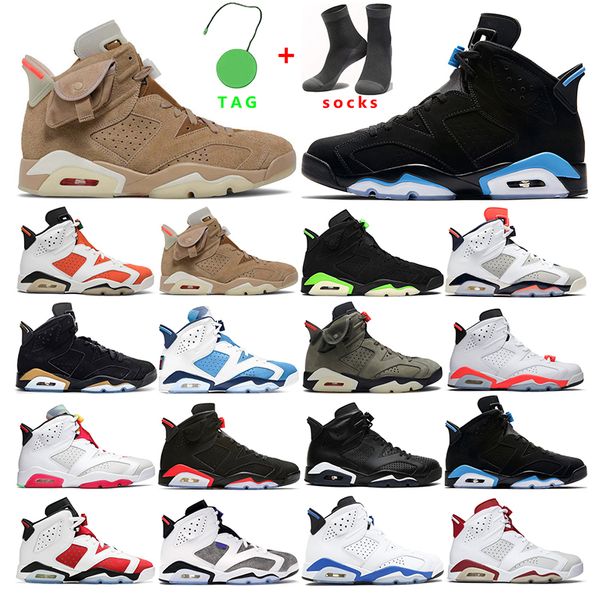 

men basketball shoes 6s mens trainers 6 british khaki electric green infrared unc tinker black cat wheat sports sneakers size 7-13