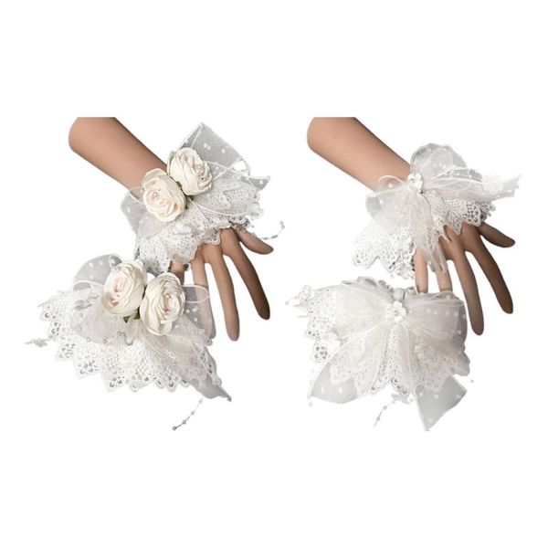 

other event & party supplies japanese lolita embroidery lace wrist cuff ribbon bow flower pearl beaded chain bracelet wristband jewelry hand
