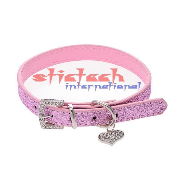 

dog collars & leashes by dhl or ems 500pcs studded bling pet collar soft pu leather puppy cat