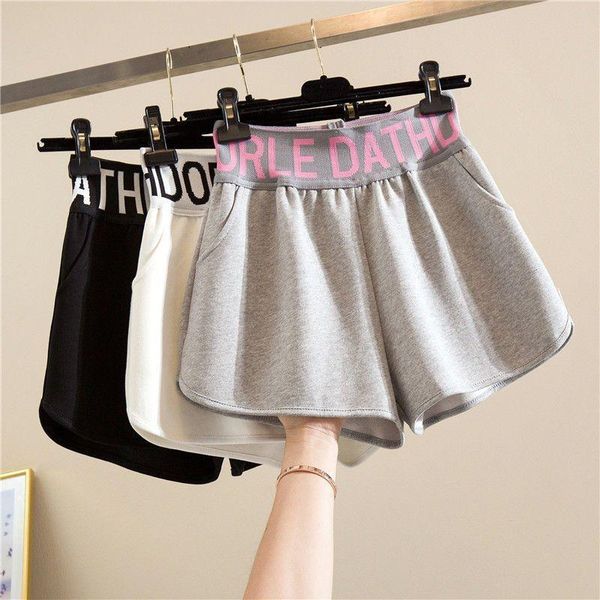 

summer female sports shorts a-line letters high waist pants elastic all-match loose wide-leg trend net celebrity yoga outfit