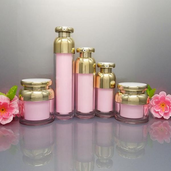 

storage bottles & jars 15ml 30ml 50ml 100ml empty acrylic pink gold essence vacuum pump bottle 30g 50g cream jar cosmetic container sn957
