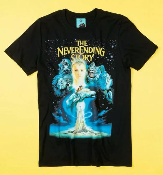 

the neverending story movie poster black t-shirt, White;black