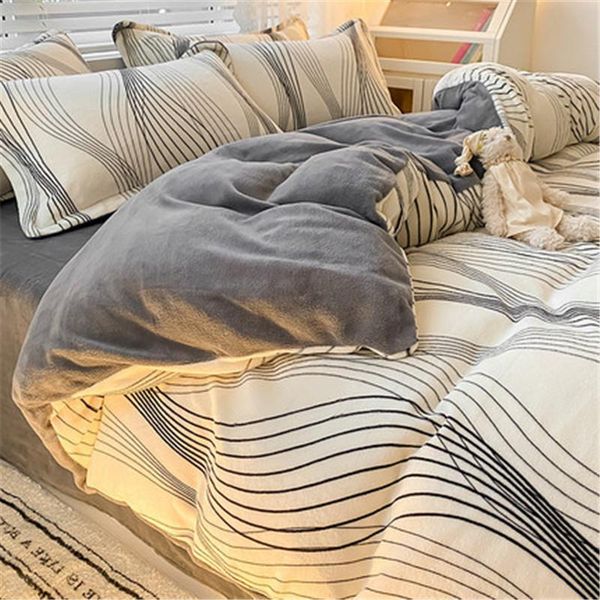 

bedding sets 3/4pcs coral fleece winter warm set  comforter cover bed sheets pillowcases king size flaneel sheet
