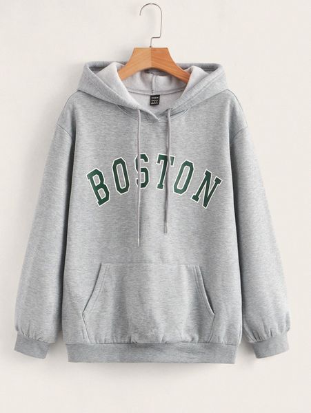 

drop shoulder letter graphic hoodie k2zd#, White;black