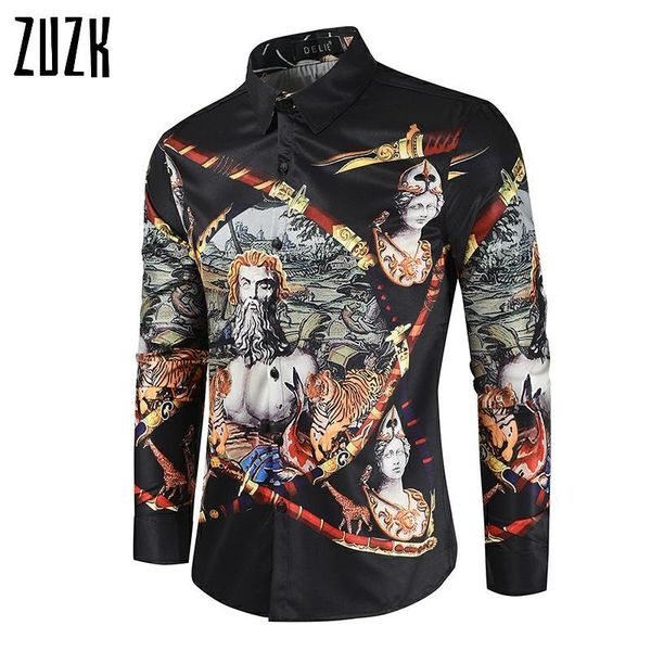 

colors men shirt fashion 3d print long sleeved casual shirts size s-3xl men's, White;black