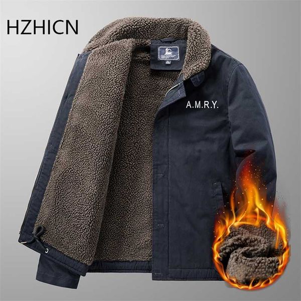 Chaquetas de invierno para hombre Cachemira Casual Algodón Fleece Bomber Jacket Moda de alta calidad Abrigos cálidos Marca Plus ropa de terciopelo 210927