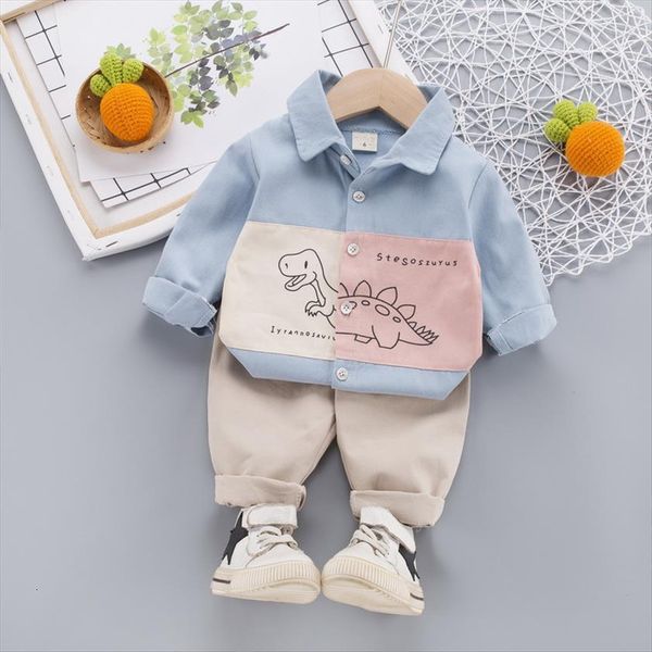 

baby boys clothes autumn kids cartoon dinosaur shirt pants 2 pieces children novelty style suit toddler for 0 1 4, White