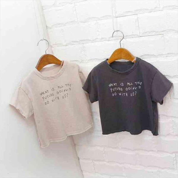 

summer girls t shirt baby tee kids children streetwear clothes fashion short sleeve letter print gothic outwear, Blue