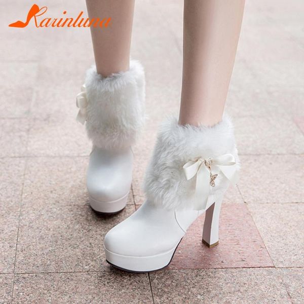 

boots brand design great quality ins women shoes causal ladies ankle bowknot platform spike high heels elegant, Black