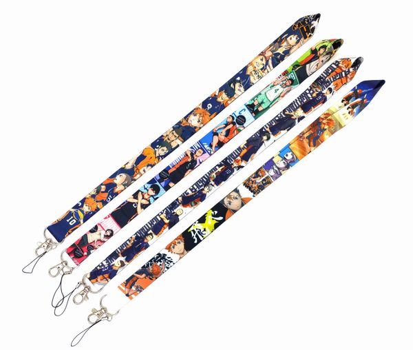 Handygurte Charms 100 Stück Japan Anime Haikyuu!! Lanyard-Umhängeband-Clip, schwarz gestreift, für Autoschlüssel, Ausweis, Handy, Ausweishalter