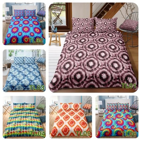 

bedding sets 3d digital printing duvet cover set orange shibori print ink textured tie dye batik 100% microfiber