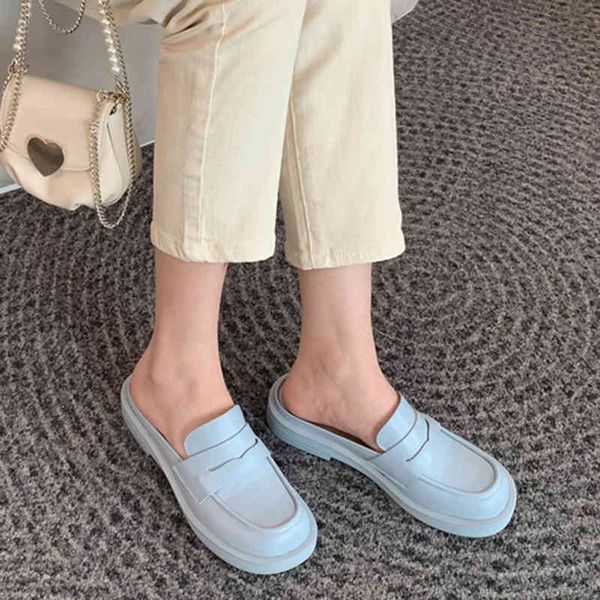 

slippers digit round foot casual woman slides spring summer slip in women's shoes sew genuine leather sandals size 34-39 gl4x, Black