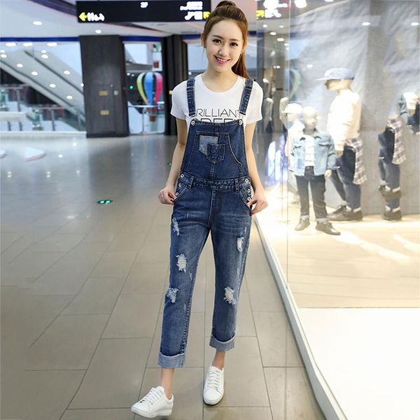 

women's jumpsuits & rompers girl summer reef women gat jeans strap mouwlless high tail casual female denim overalls vintage herbs rumpl, Black;white