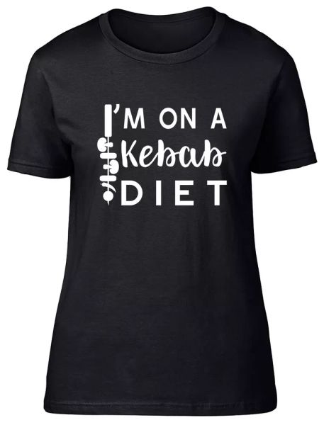 

i am on a kebabs diet fitted womens ladies t shirt, White;black