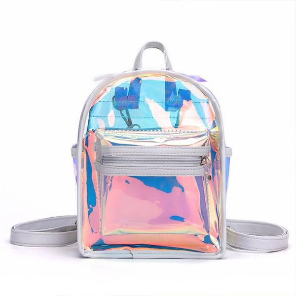 

lady casual small bags rainbow laser backpacks women pvc girls school