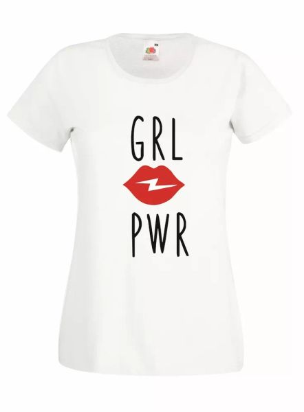 

t-shirt shirt women j2197 girl power smack rose grl kiss, White;black