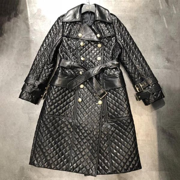 

women's & faux leather genuine jacket women winter fashion style sheepskin windbreaker over size s5pu, Black