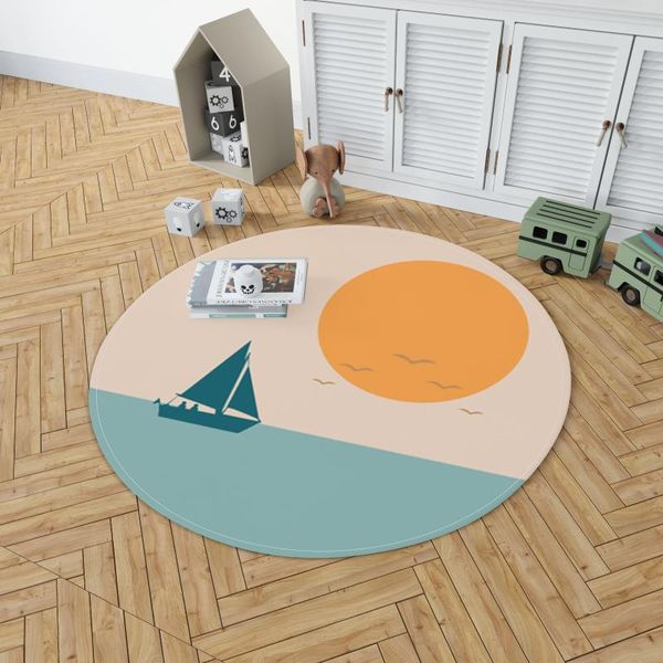 

carpets modern nordic style round mat ins simple area rugs large home living room bed bath decor dormitory carpet sun sea boat mountain