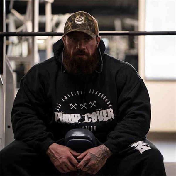 

2021 new spring autumn running men's casual sports fitns hoodie gym fashion et cotton pullover hoodi, Black