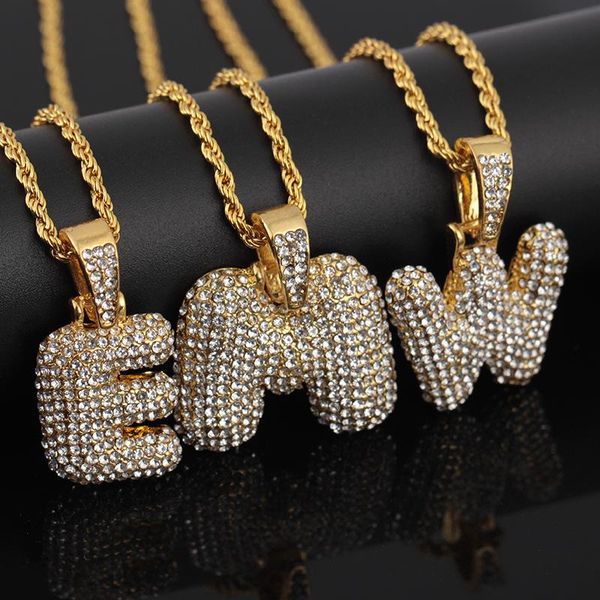 

pendant necklaces 2021 bubble name custom necklace for men fashion hyperbole luxury exaggerated metal dangle a-z hip hop, Silver