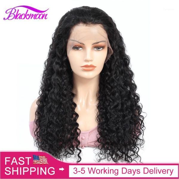 

peruvian water wave lace front wigs remy human hair 13x4 frontal wig for women natural color medium length pre plucked1, Black;brown