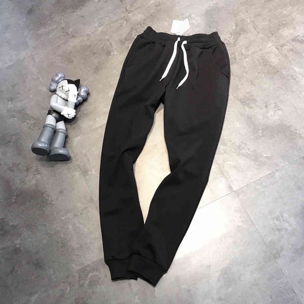 

loe luojia couple's loose casual mink velvet front and back embroidered letter trousers, Black