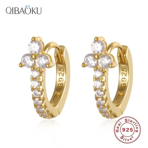 

hoop & huggie 925 sterling silver earring gold color small circle earrings for women birthday simple noble jewelry gift no.12, Golden;silver