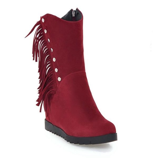 

boots big size simple tassel women shoes ankle for ladies woman winter, Black