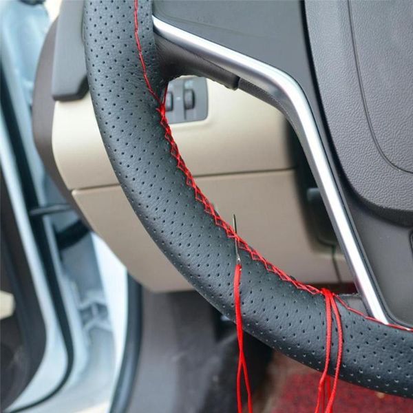 

steering wheel covers car braid cover needles and thread artificial leather suite diy texture soft auto accessories
