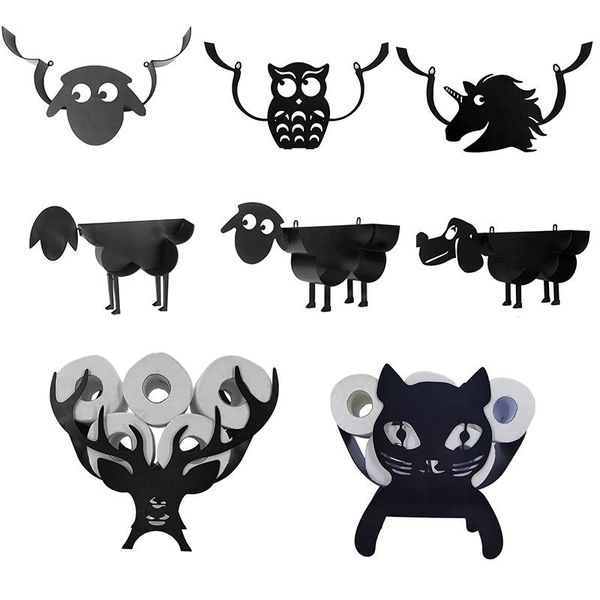 

hooks & rails cute sheep shape toilet paper holder wall-mounted tissue storage stand rack metallic roll bathroom accessories