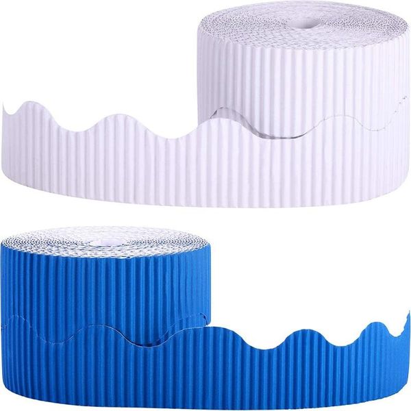 

pencil bags 2 rolls bulletin board borders scalloped border decoration background paper for decorative (white and blue)