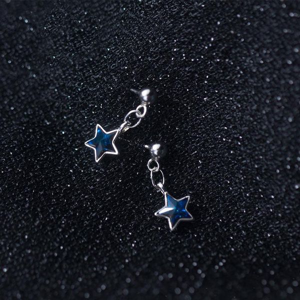 

stud s925 925 sterling silver earrings for women fashion jewelry blue star pendent cute girls teacher gift drop, Golden;silver
