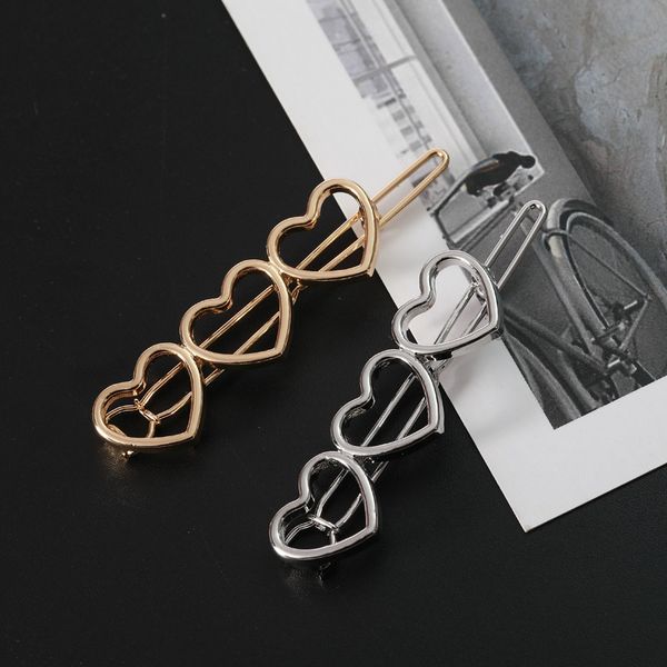 

love clip smooth face peach heart hairpin women's hair accessories, Golden;silver