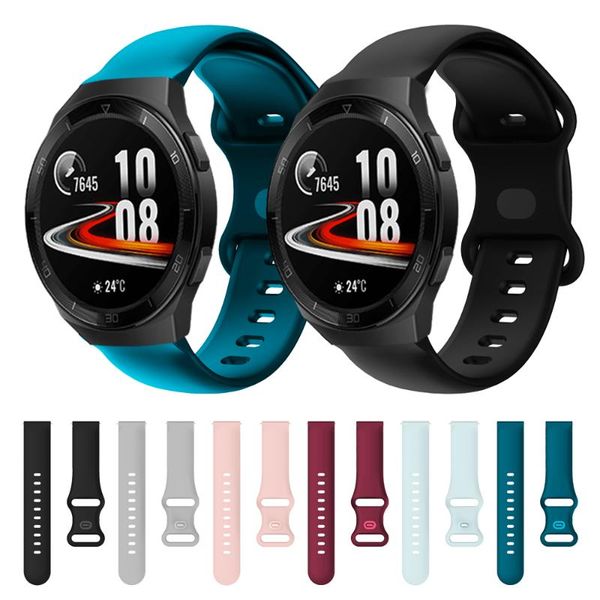 

watch bands sport soft silicone double buckle strap for huawei gt 2e gt2 pro 42mm 46mm bracelet replacement watchband, Black;brown
