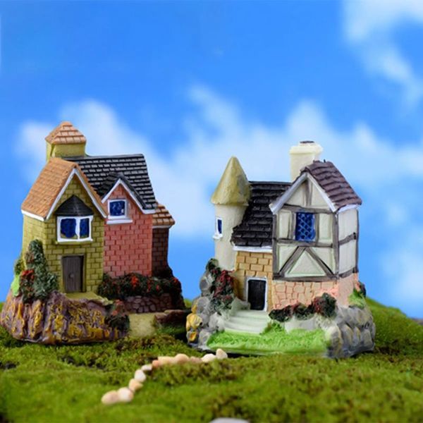 

cute mini resin house miniature fairy garden micro landscape home decoration crafts color random decorative objects & figurines