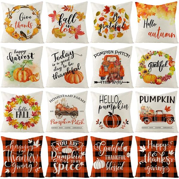 

cushion/decorative pillow fall cover pumpkin sunflower pattern decorative pillowcase thanksgiving cushion 45x45 linen sofa home decor