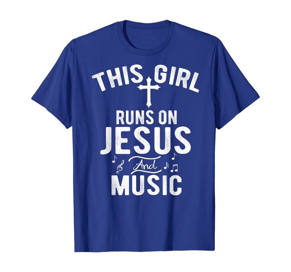 

this girl runs on jesus and music t-shirt for music lovers, White;black