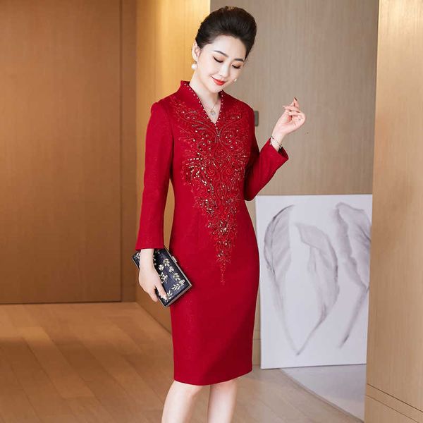 

luxury evening dress 21 year 's large slim fit woolen happy -in-law wedding banquet long sleeve winter, Black;gray