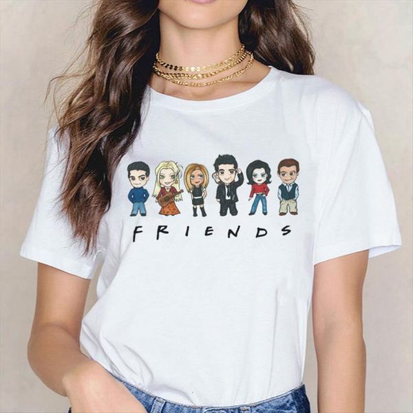 

funny cartoon friends tv show womens print soft casual white female plus size vintage gothic tee