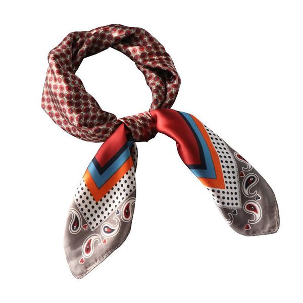 

scarves 1 pieces silk scarf women head neck small square satin hair ties bands neckerchief female, Blue;gray