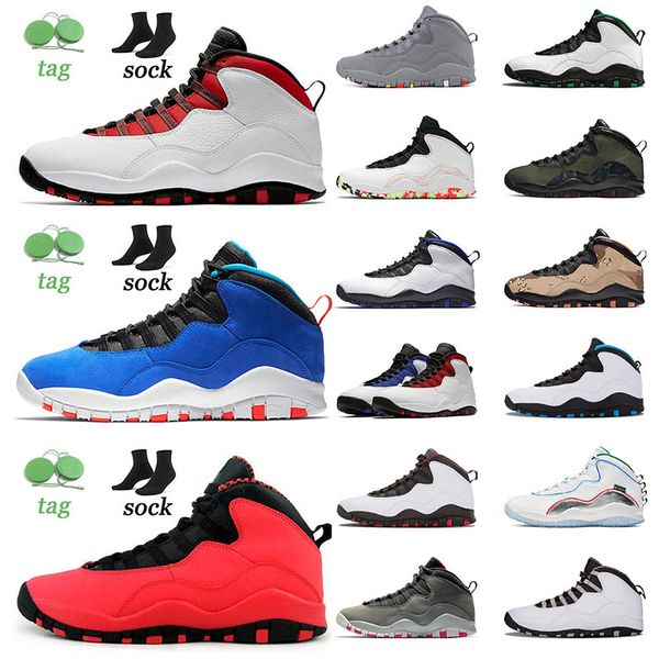 

outdoor jogging basketball shoes jumpman 10 10s x wings desert camo gs fusion red steel grey powder blue womens mens sneakers trainers size, White;red