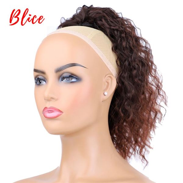 

synthetic wigs blice 14" drawstring mix color 2/33 heat resistant hair kinky curly with two plastic comb ponytail, Black